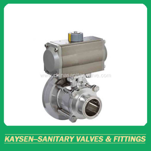 3A Sanitary pneumatic 3-Piece tank bottom ball valve